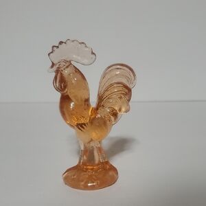 Elegant Amber Glass Rooster Figurine